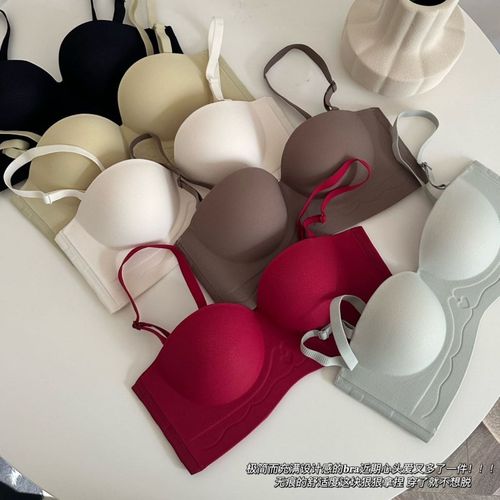 2024款一体式防滑p抹胸痕内衣女小胸聚拢上托文胸收副乳固定杯胸