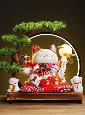 创意自动摇手招财猫店铺开业送礼家居客厅玄关收银台摆件装饰品