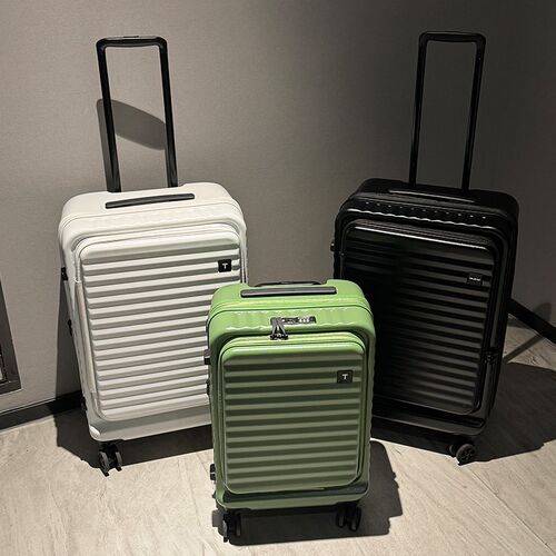 商务登机行李箱20寸前开盖加厚旅行箱男24寸纯PC万向轮可扩展密码