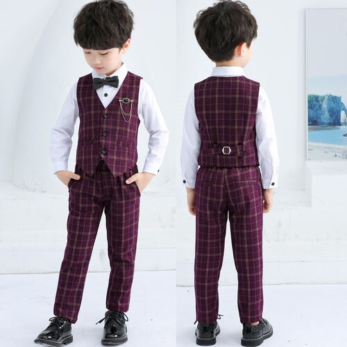 男童礼服马甲套装花童男孩宝宝小西服主持人儿童西装钢琴演出服装