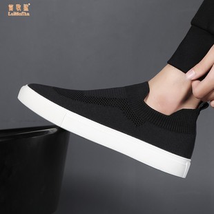 袜子鞋 子男透气一脚蹬懒人鞋 男2023新款 网面休闲鞋 子男潮 男鞋 夏季