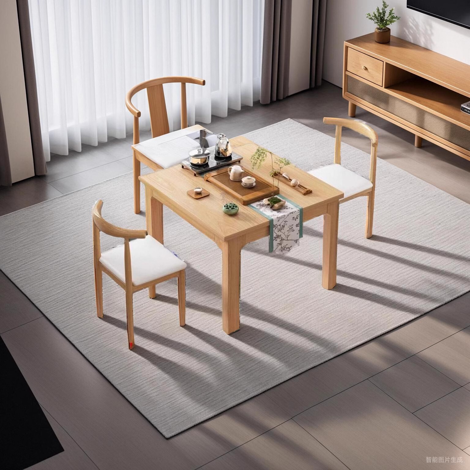 阳台茶桌茶几客厅家用小茶台茶具套装一体茶桌椅组合新中式泡茶桌