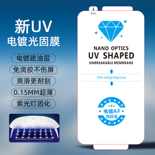 批发UV电镀光固膜适用华为荣耀VIVO小米OPPO曲屏免保压固化菲林膜真我iqoo防油防爆防指纹爽滑高清膜手机贴膜