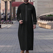 长袍迪拜长衫 Men 袍子 Robe Islamic穆斯林男士 Embroidered Thobe