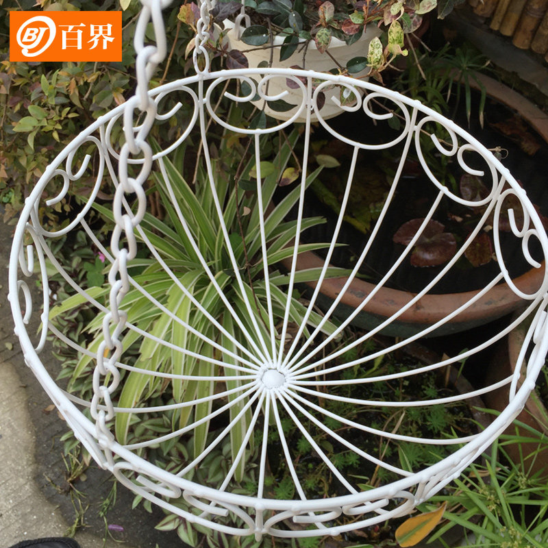 百界欧式铁艺吊篮花盆阳台室外挂篮吊花绿萝篮挂式花架悬挂大花篮