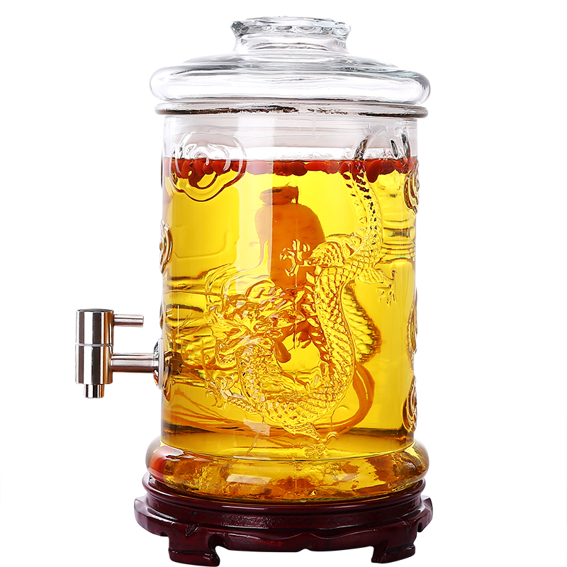 彪王泡酒玻璃瓶10斤20斤加厚密封酒瓶带龙头专用酒坛子人参酿酒罐