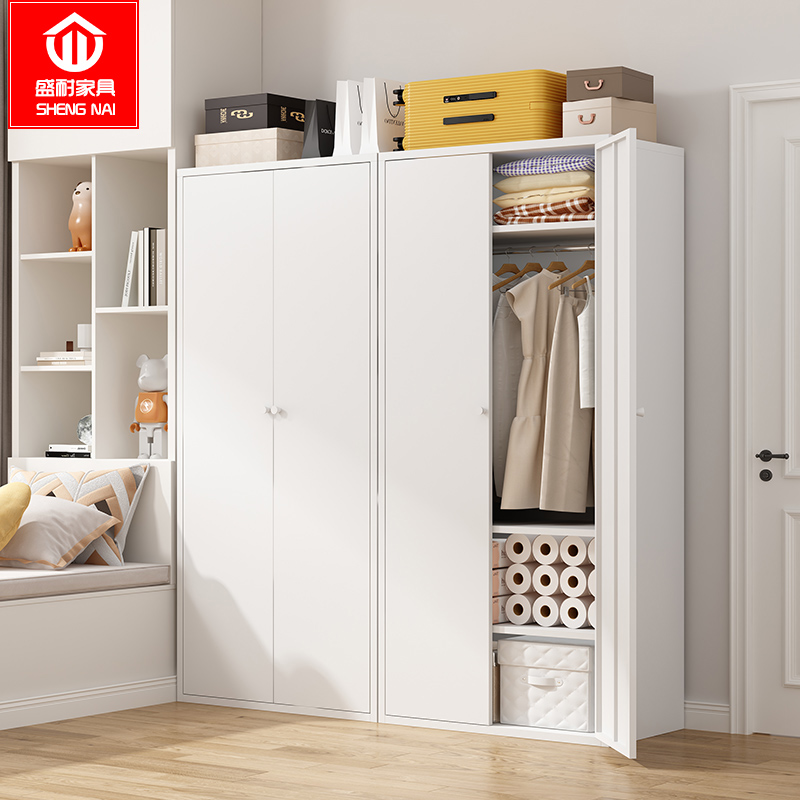 大衣柜家用卧室大容量美女的大衣柜铁皮推拉门分层多层隔板大衣橱
