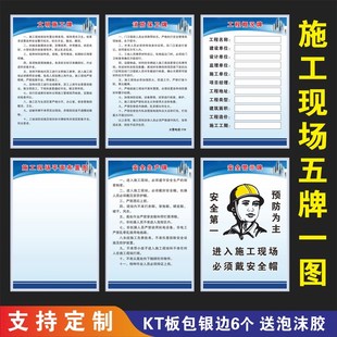 建筑施工现场五牌一图项目部八大员岗位职责安全警示牌工程概况牌