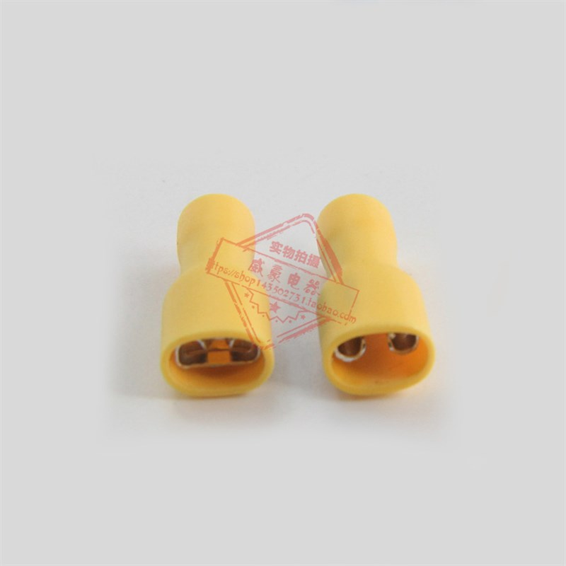 FDFD5.5-250 冷压母全绝缘接线端子 6.3插簧 铜鼻子黄铜 500只