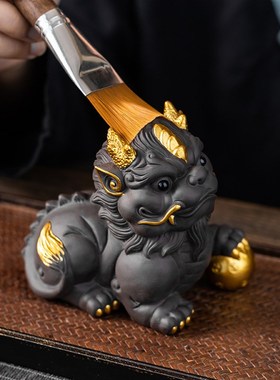 招财貔貅开过辟光邪紫砂茶宠玩可养镇家宅办公室陶瓷桌面装饰茶盘