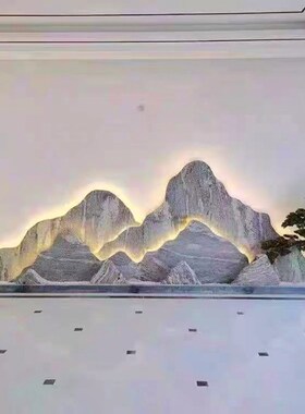 曲阳天然雪浪石切片背景墙假山造景现代庭院室内外影壁墙装饰