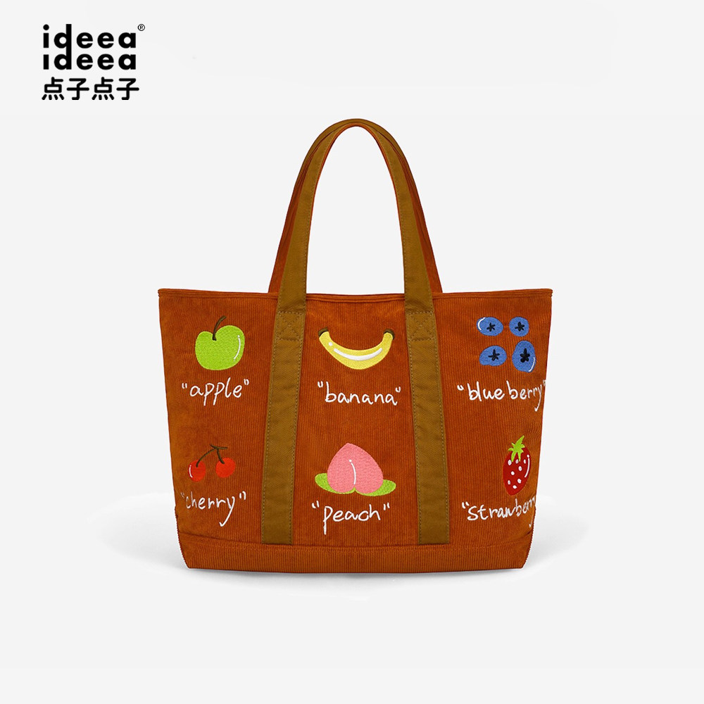 ideea点子点子水果灯芯绒托特包
