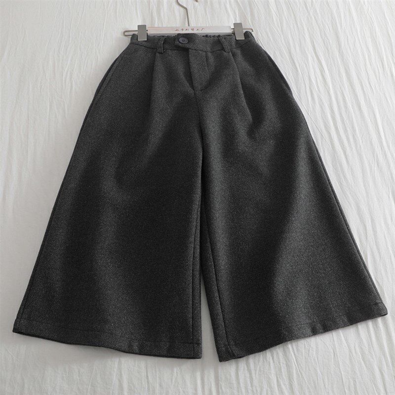 嘎嘎有腔调~毛呢七分西装裤女秋冬纯色高级显瘦加厚小个子阔腿裤