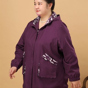 220斤特大码 春装 新款 胖太太加肥加大宽松风衣妈妈外套 中老年女装