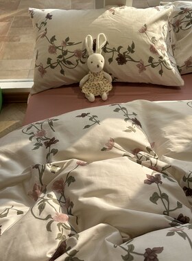 ins美式复古田园小碎花全棉床上四B件套15m18米少女心被套床单