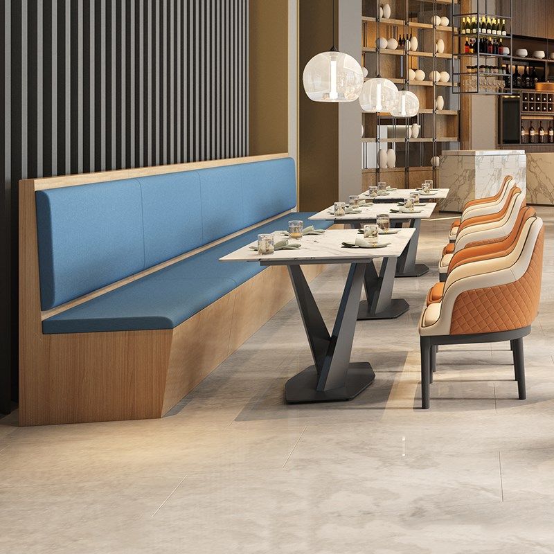 岩板餐桌椅组合轻奢极简西餐厅饭店餐吧靠墙卡座沙发简约一桌四椅,住宅家具,岩板餐桌,淘宝优惠券,粉丝福利购,淘宝优惠卷
