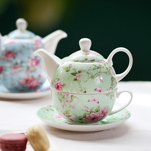 英式下午茶单人壶韩式子母壶一壶一杯一人饮茶壶茶具古典青花陶瓷