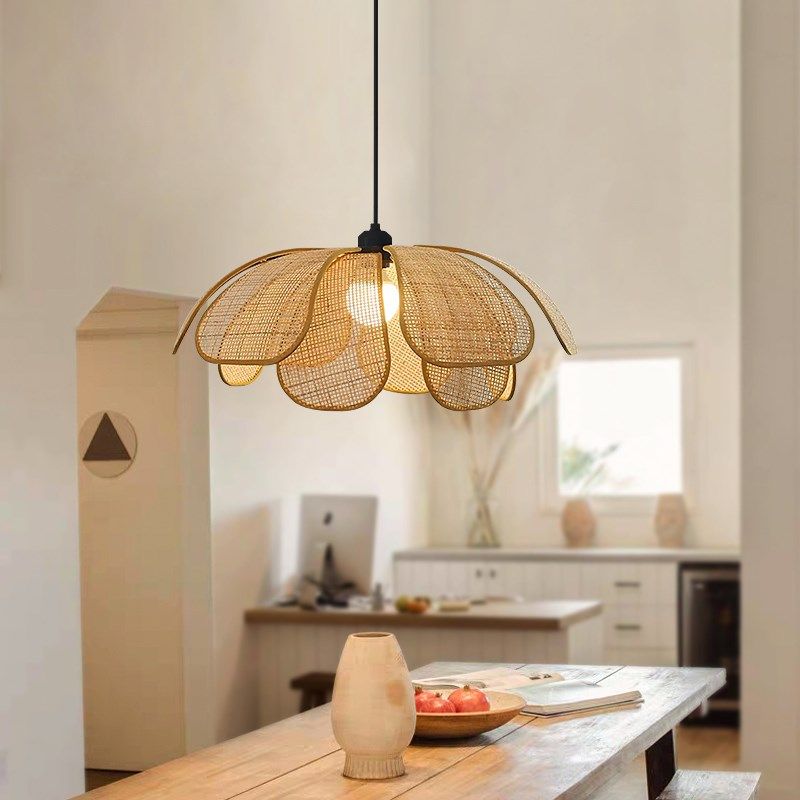 侘寂风吊灯日式禅意茶室中古民宿餐厅客厅卧室藤编艺术花瓣创意灯,家装灯饰光源,酒店/宴会厅/餐饮吊灯,淘宝优惠券,粉丝福利购,淘宝优惠卷