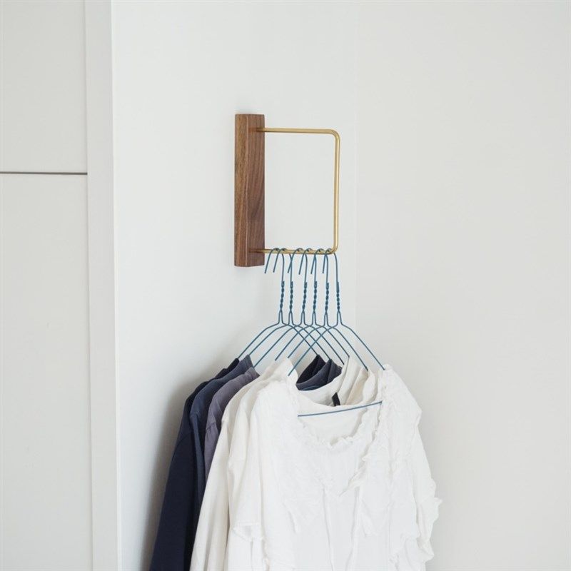 玄关衣帽架壁挂黑胡桃实木黄铜衣架收纳架免打孔卧室橱柜挂衣服架,收纳整理,衣帽架,淘宝优惠券,粉丝福利购,淘宝优惠卷