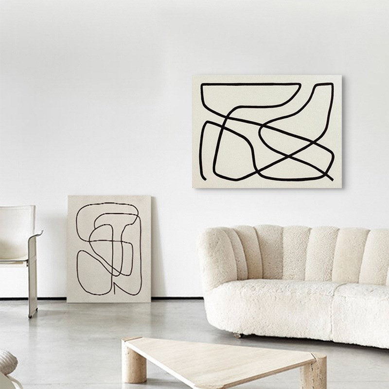 丝线 赤贫风抽象民宿装饰画简约线条挂画客栈摆画小众艺术无框画