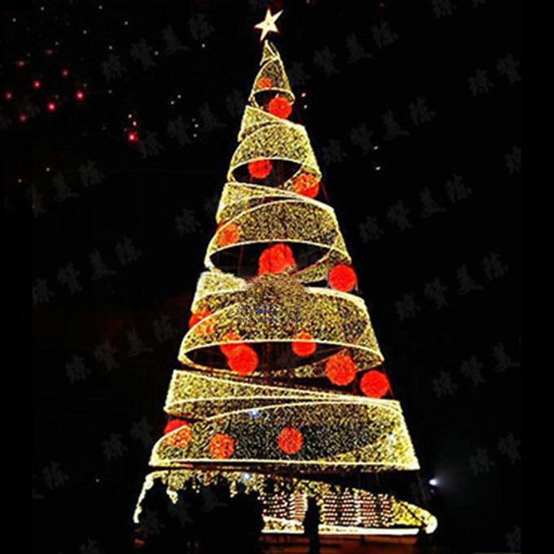 大型框架LED灯光圣诞树 简易7米创意金属铁架圣诞树美陈装饰