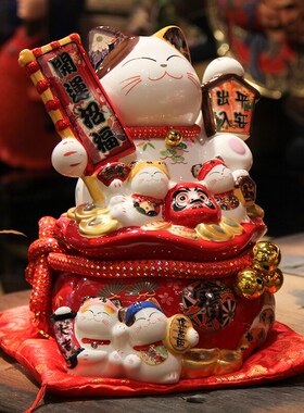 家居玄关招财猫摆件 开运发财猫乔迁送礼家宅祈福开运陶瓷招财猫
