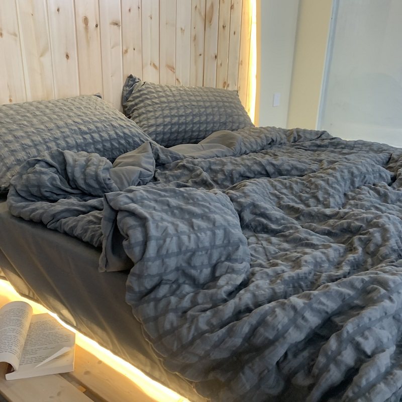 简约日式泡泡棉纯灰色水洗棉夏凉被三件套空调被夏季薄被子四件套,床上用品,化纤被,淘宝优惠券,粉丝福利购,淘宝优惠卷