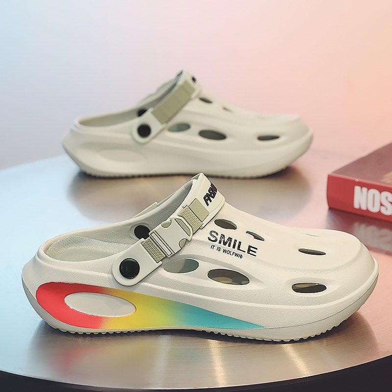 洞洞鞋男潮夏季外穿学生厚底防滑沙滩凉鞋开车两穿大码45运动拖鞋,流行男鞋,包头拖,淘宝优惠券,粉丝福利购,淘宝优惠卷