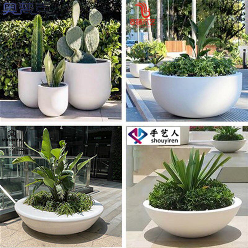 户外圆形不锈钢花盆大号型商场酒店公园绿化种植铁艺花箱广场花坛