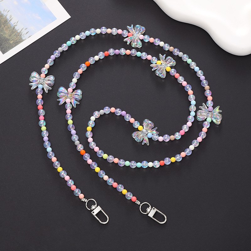 韩版糖果色串珠斜挎链手机壳饰品挂件挂饰包包肩带链手机挂绳女