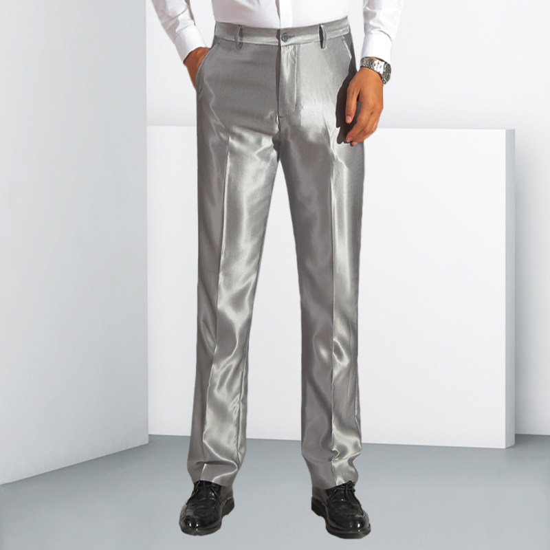 2022年新品丝滑亮面休闲西裤男修身直筒商务西装裤子垂顺免熨烫长