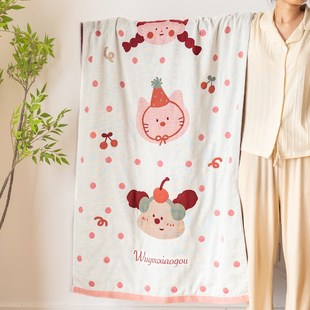 小女孩浴巾2024新款纯棉浴巾儿童女成人不易掉毛纱布吸水高级家用
