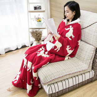 懒人被子带袖 毛毯被子身午睡袋 子棉被可拆洗懒人毯披肩斗J篷有袖