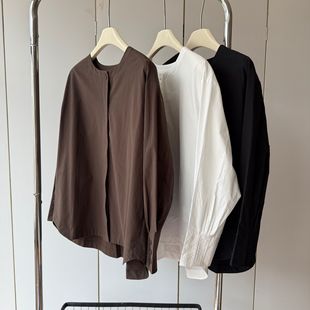 衬衫 100棉圆领多扣轻盈宽松挺括有型长袖 女秋新 打褶设计 精致美