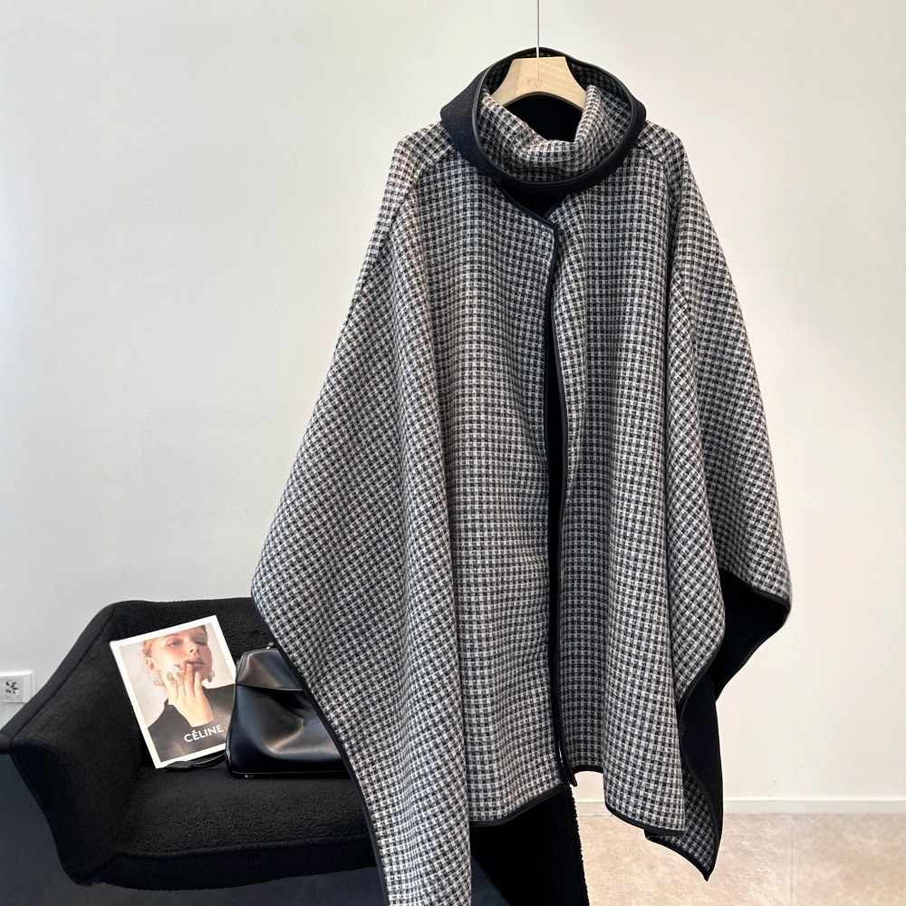 柜2100+！【节日系列 】jin口双面双色织羊毛设计感两穿斗篷大衣