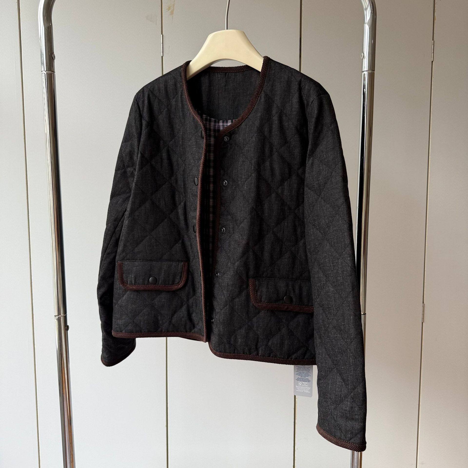 斜纹牛仔棉 填充3M科技棉！圆领菱形格保暖宽松短款棉服外套女,女装/女士精品,棉衣/棉服,淘宝优惠券,粉丝福利购,淘宝优惠卷