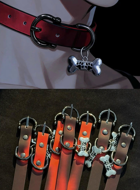 温感变色项圈可爱狗狗choker千禧辣妹风皮带扣高级亚文化皮革颈圈