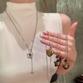 新中式 虎眼石花朵吊坠项链女轻奢小众高级感长款 颈链配饰毛衣链