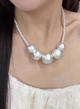 仙女风可动珍珠吊坠串珠项链颈链