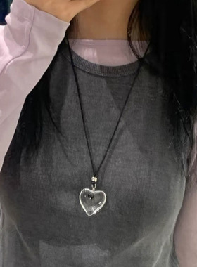 甜美ins水晶爱心吊坠项链