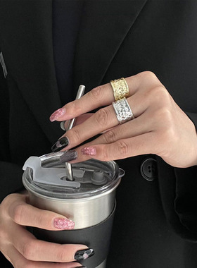 韩版复古夸张几何戒指