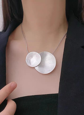 冷淡风简约金属拉丝设计项链颈链