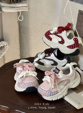 复古波点THE CBC KIDS儿童运动鞋春秋网面透气防滑男女童老爹鞋