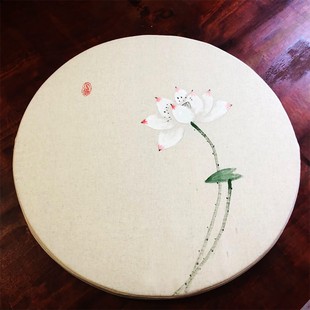 手绘棉麻禅意榻榻米木凳坐垫中y式圆形方形飘窗垫新中式座垫定制