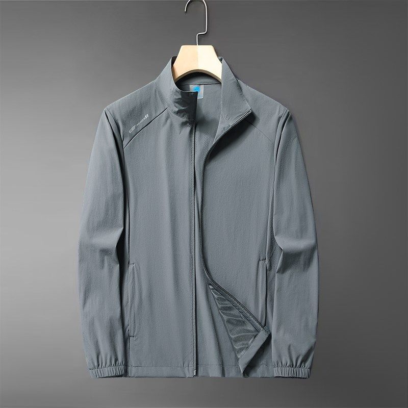 夏季薄款夹克男士立领外套中老年人男装爸爸夏装冰丝防晒衣服爷爷