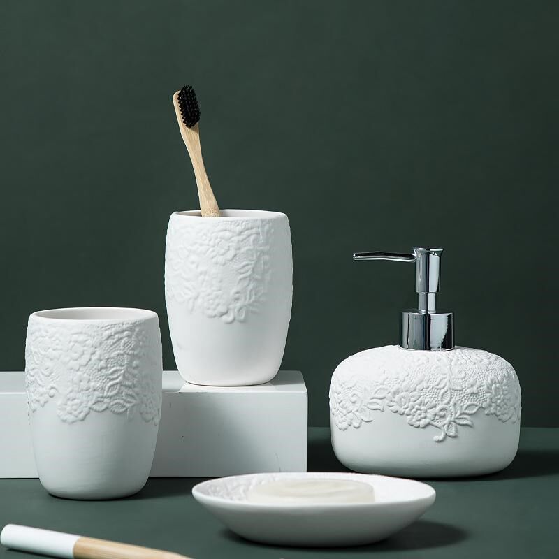 陶瓷卫浴套装杯洗漱创意浴室漱口套件用品瓶沐浴家用间洗手欧式液