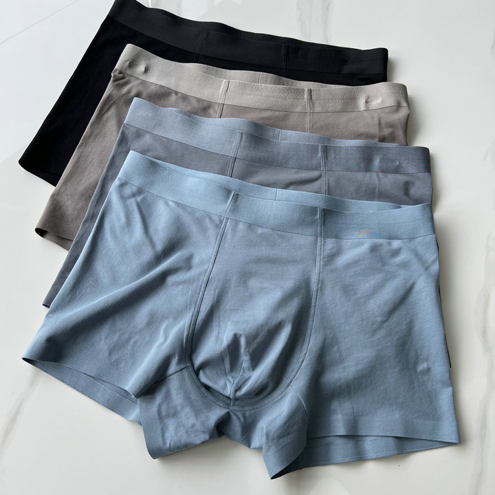 60支精梳棉双层裆部内里透气高弹腰带宽腰头设计男士内裤4条装