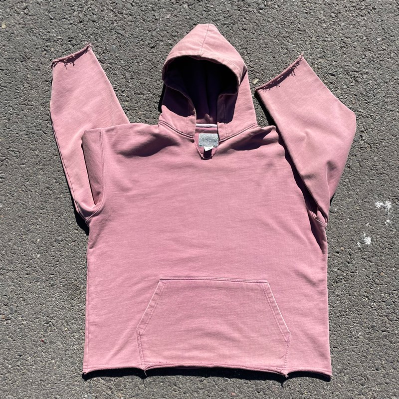 王有病工作室 只做心头好物!豆沙粉色V领重磅连帽卫衣情侣装上衣