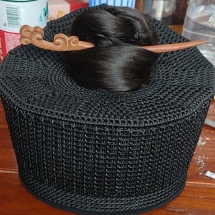 道士帽子假发款混元巾手工编织混元巾道士假发混元巾纱网头冠道家