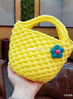 花开手作 菠萝包泫雅编织包diy布条线钩针手工包手提包材料包夏天